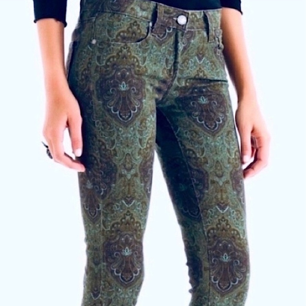 PAIGE Jeans VERDUGO ULTRA SKINNY Jeggings Paisley Green Black Gray Size 29